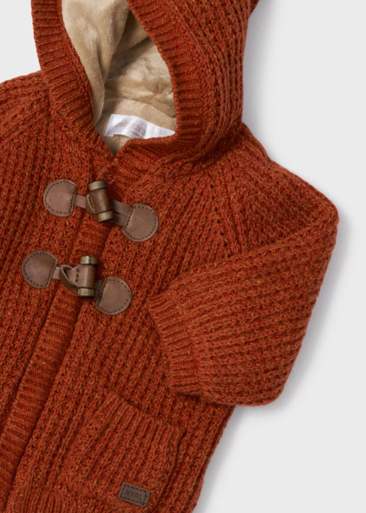 MAYORAL KNIT HOODED JACKET - TILE