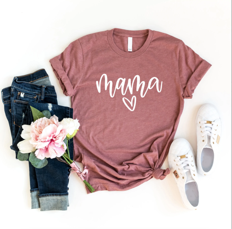 MAMA HEART GRAPHIC T-SHIRT - ROSE
