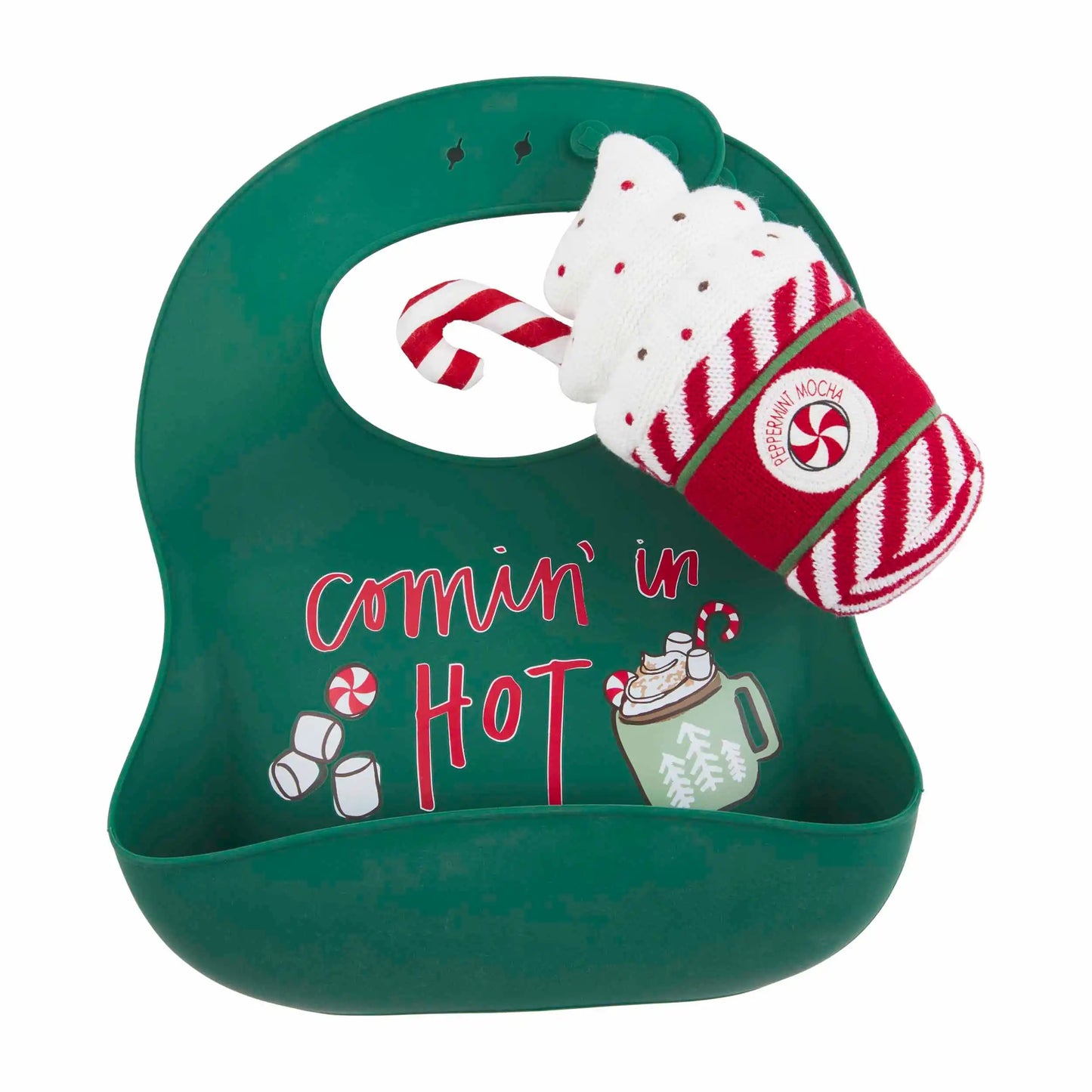 PEPPERMINT MOCHA BIB & RATTLE SET