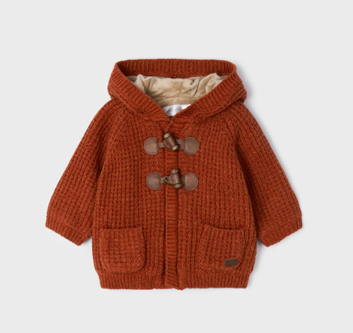 MAYORAL KNIT HOODED JACKET - TILE