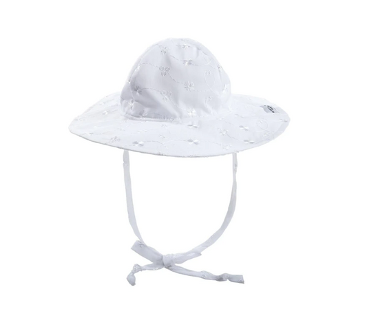FLAP HAPPY UPF 50+ FLOPPY HAT WHITE EYELET
