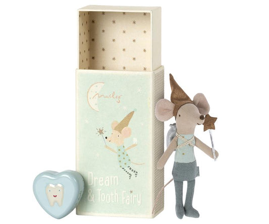 TOOTH FAIRY MOUSE IN MATCHBOX - BLUE