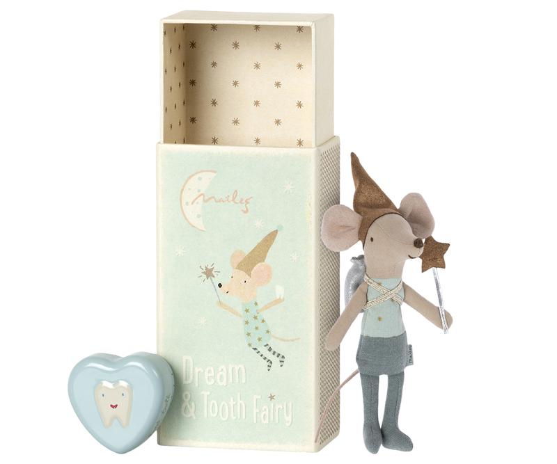 TOOTH FAIRY MOUSE IN MATCHBOX - BLUE