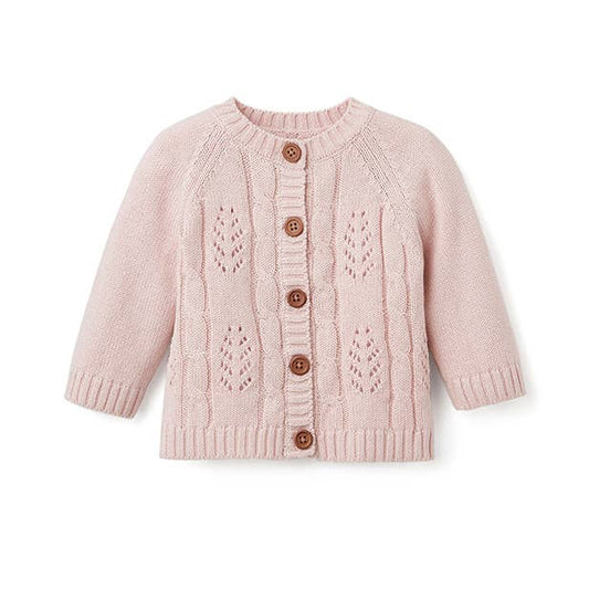 BLUSH PINK LEAF CARDIGAN
