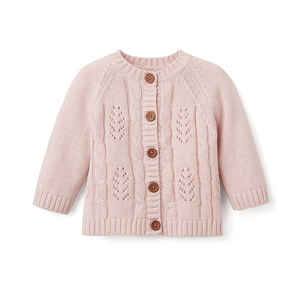 BLUSH PINK LEAF CARDIGAN