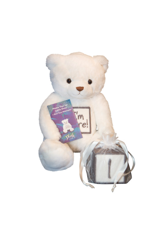 PLUSH BY PELLO WHITE MILESTONE BEAR