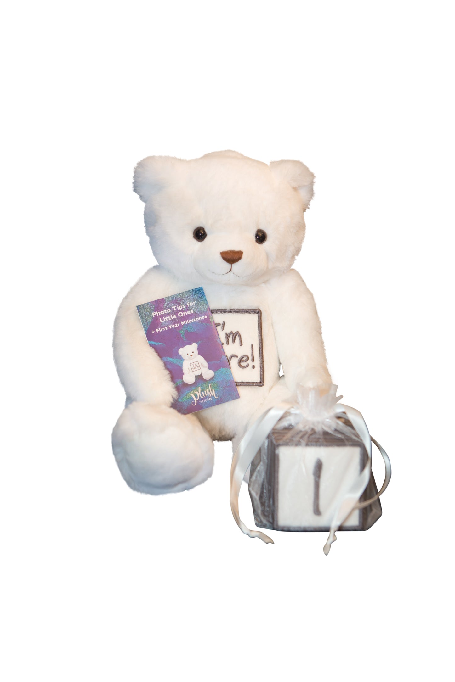 PLUSH BY PELLO WHITE MILESTONE BEAR