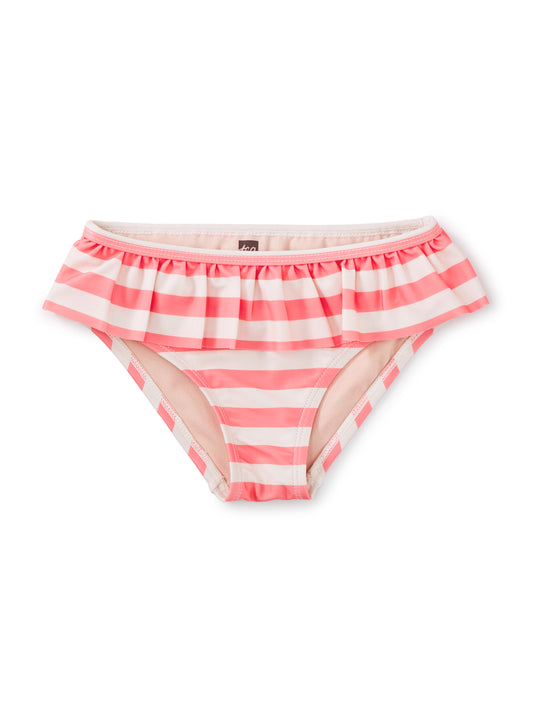 TEA RUFFLED BIKINI BOTTOMS - SWIM STRIPE IN BUBBLE GUM