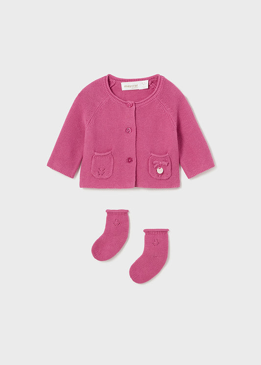 MAYORAL KNIT CARDIGAN WITH SOCKS
