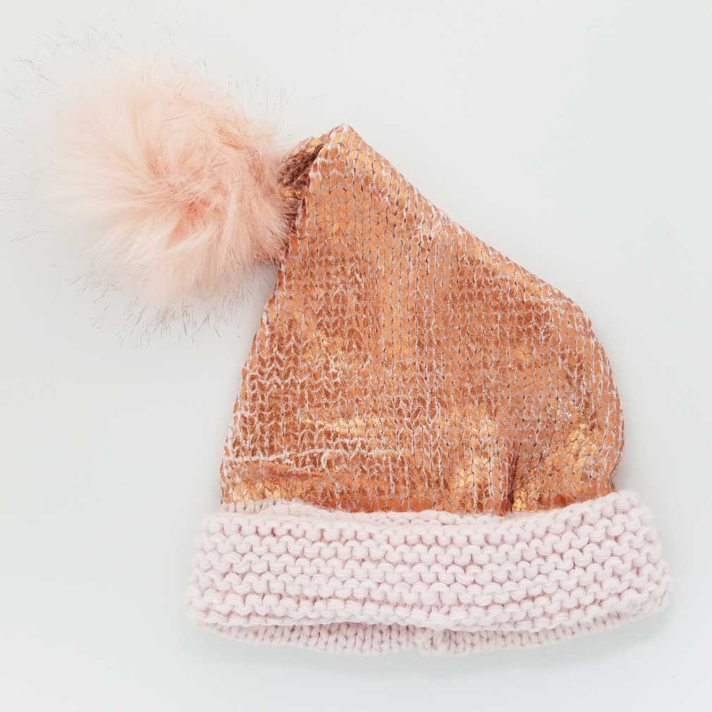 ROSE GOLD GLIMMER SANTA STOCKING HAT