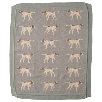 COTTON KNIT BLUE DOG BLANKET