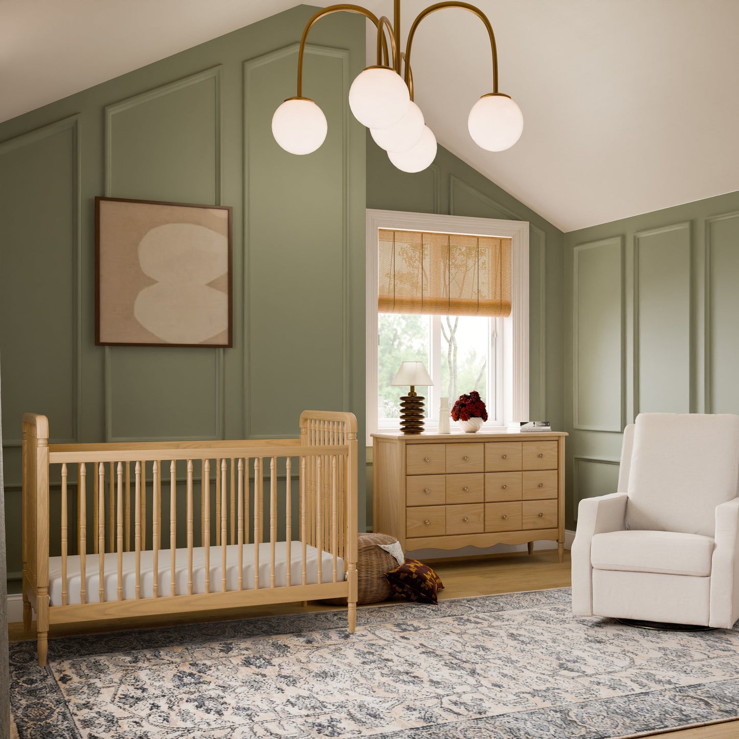 Liberty 3-in-1 Convertible Spindle Crib w/Toddler Bed Conversion Kit in Dusty Rose