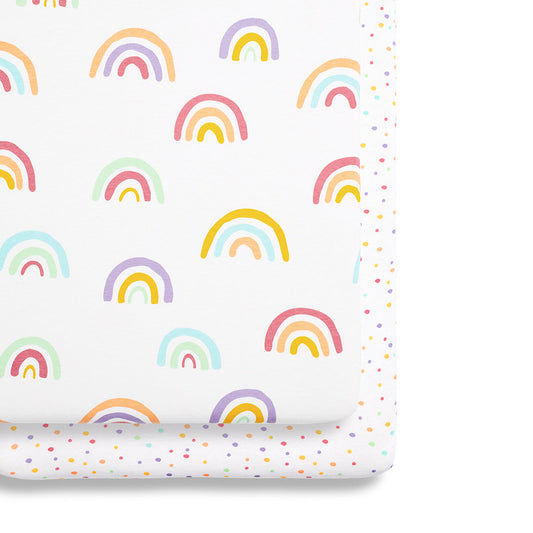 Snuz Twin Pack Bassinet Sheets - Multi Rainbow