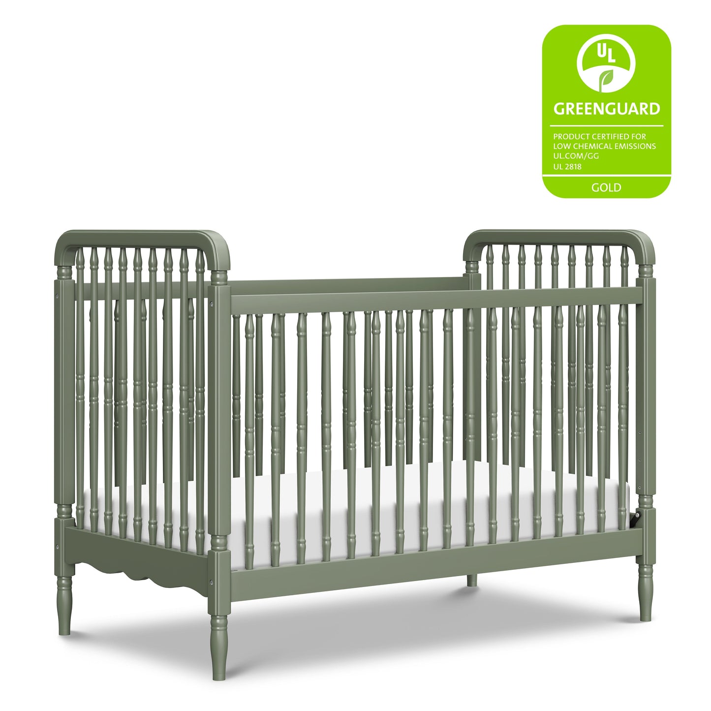 Liberty 3-in-1 Convertible Spindle Crib w/Toddler Bed Conversion Kit in Dusty Rose