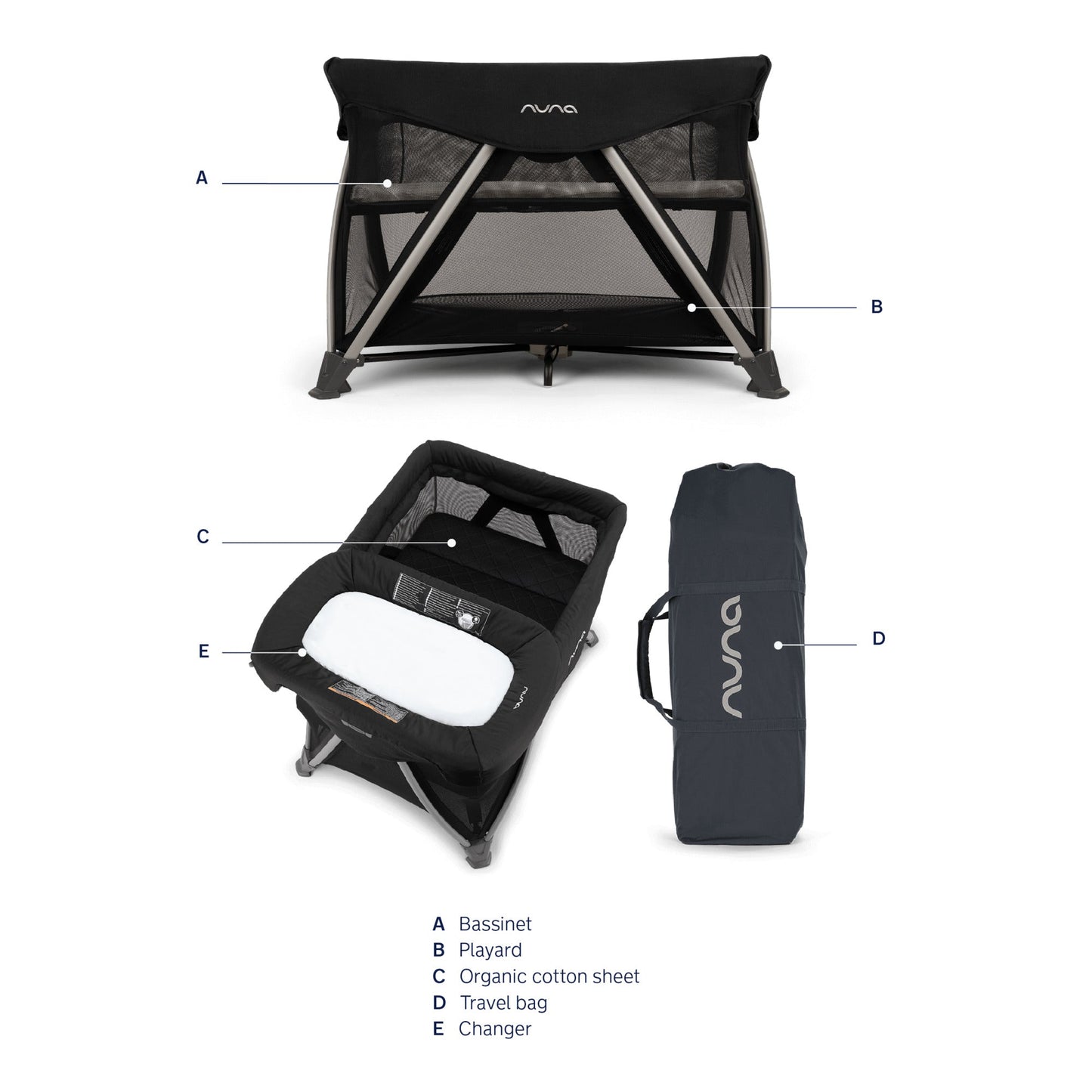 SENA AIRE WITH NEW ZIP-OFF BASSINET + CHANGER GRANITE