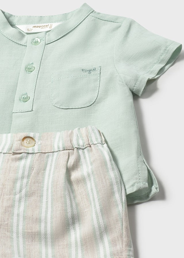 MAYORAL NEWBORN BOY SHORTS AND SHIRT SET