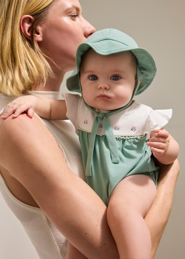 MAYORAL GIRL FLORAL ROMPER WITH HAT