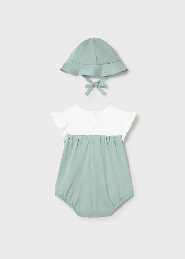 MAYORAL GIRL FLORAL ROMPER WITH HAT