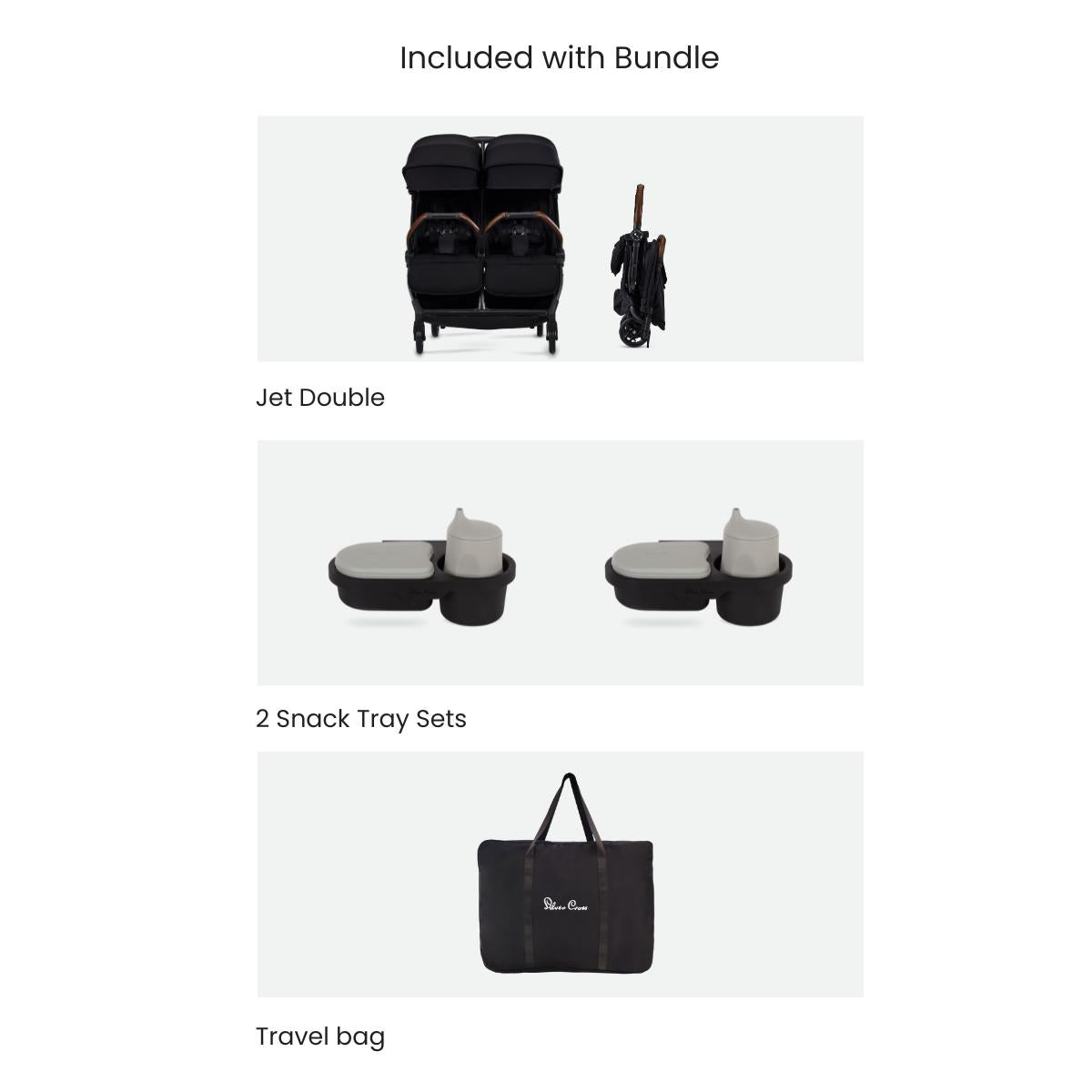 SILVER CROSS JET DOUBLE STROLLER + ACCESSORY BUNDLE