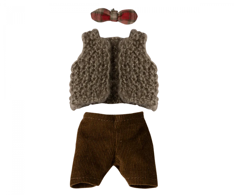 MAILEG VEST, PANTS, AND BOW TIE FOR GRANDPA MOUSE