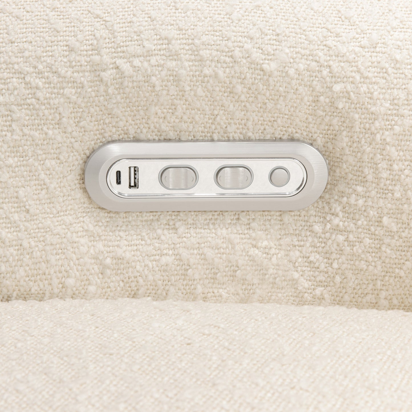 Willa Power Glider Recliner w/ adj. headrest & USB in Performance Grey Eco-Weave w/Light Wood Base