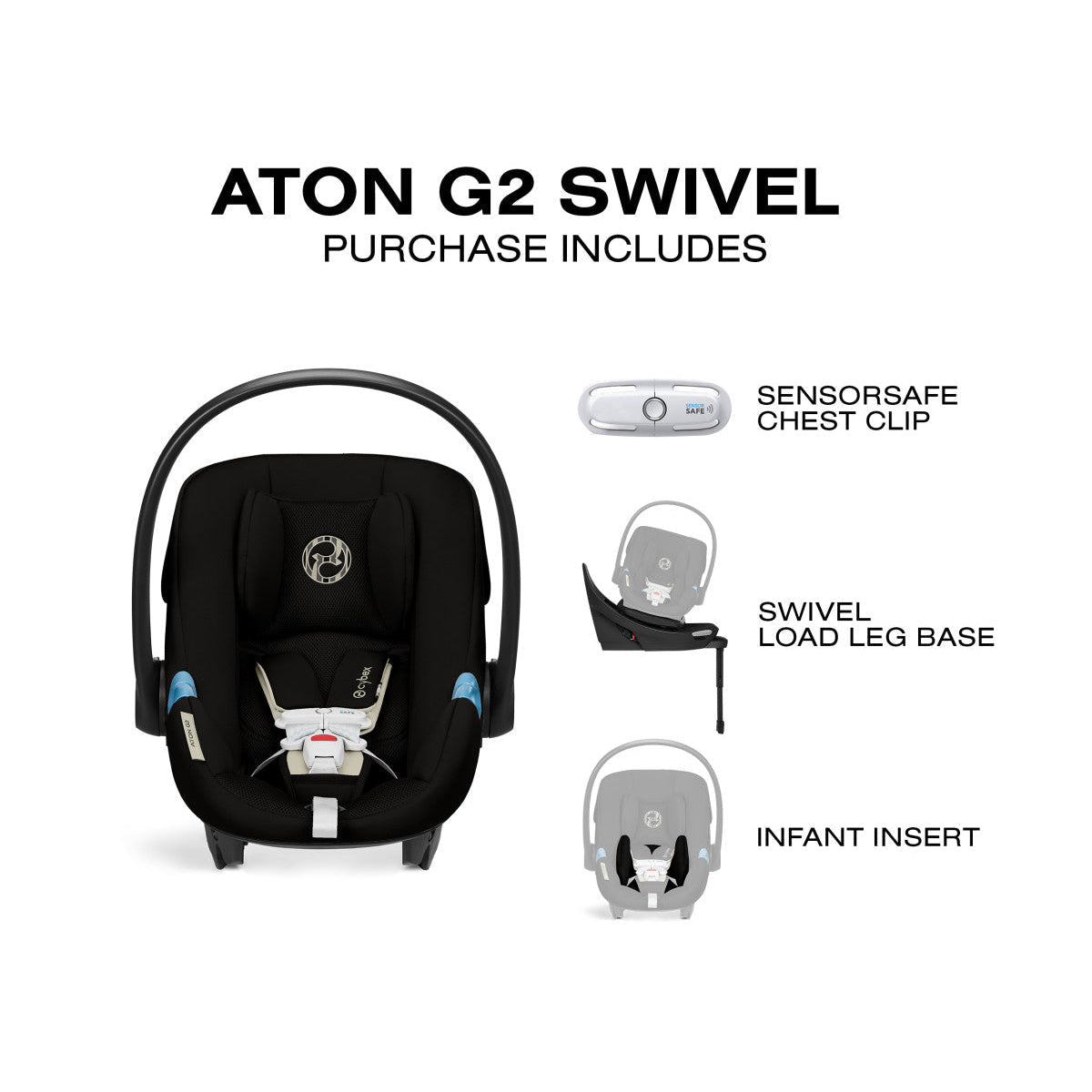CYBEX ATON G2 SWIVEL INFANT CAR SEAT + LOAD LEG BASE