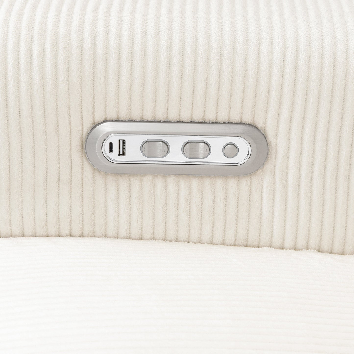 Willa Power Glider Recliner w/ adj. headrest & USB in Performance Grey Eco-Weave w/Light Wood Base