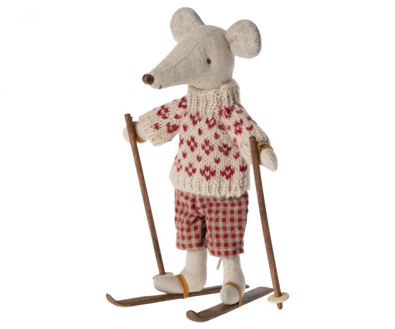 MAILEG SKI AND SKI POLES, MUM & DAD MOUSE