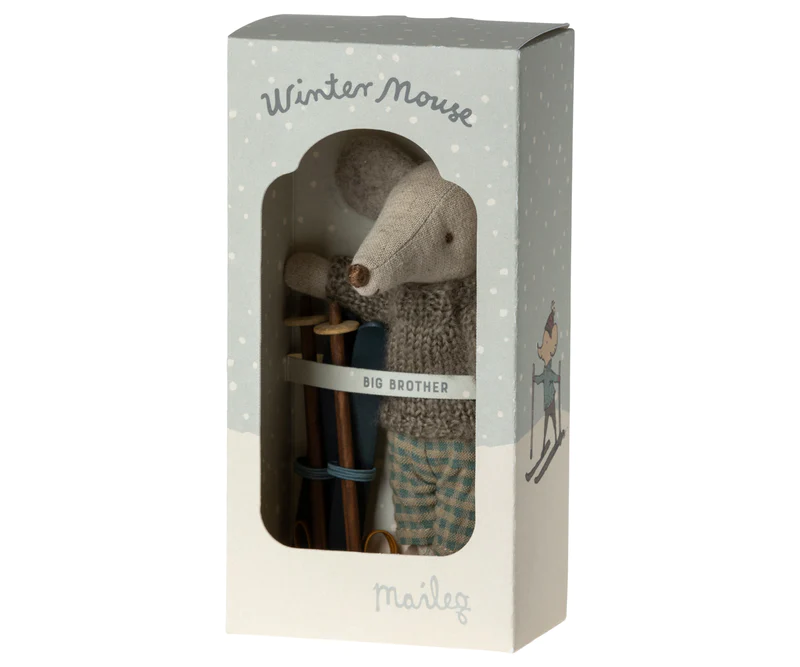 MAILEG WINTER MOUSE WITH SKI SET, BIG BROTHER