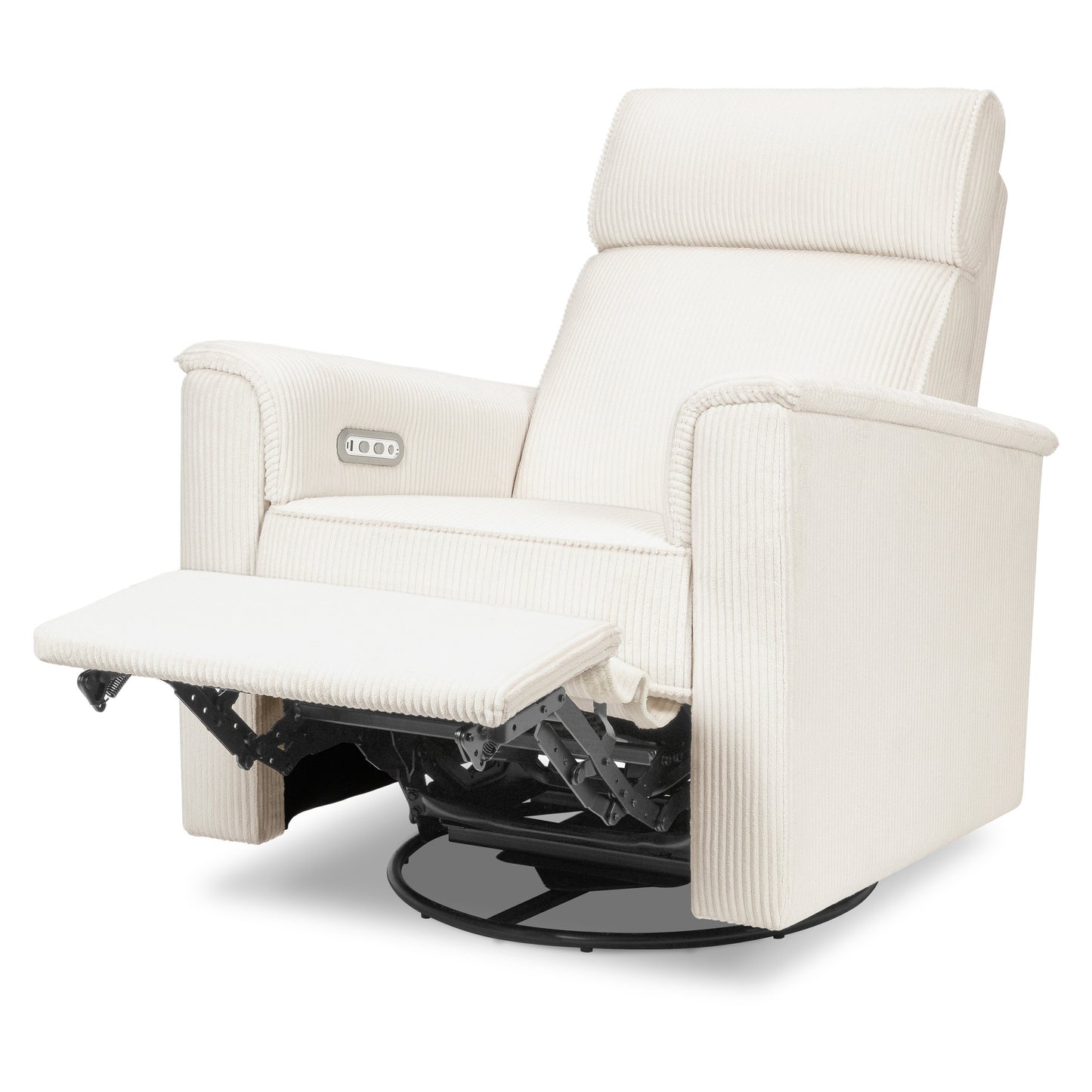 Willa Power Glider Recliner w/ adj. headrest & USB in Performance Grey Eco-Weave w/Light Wood Base
