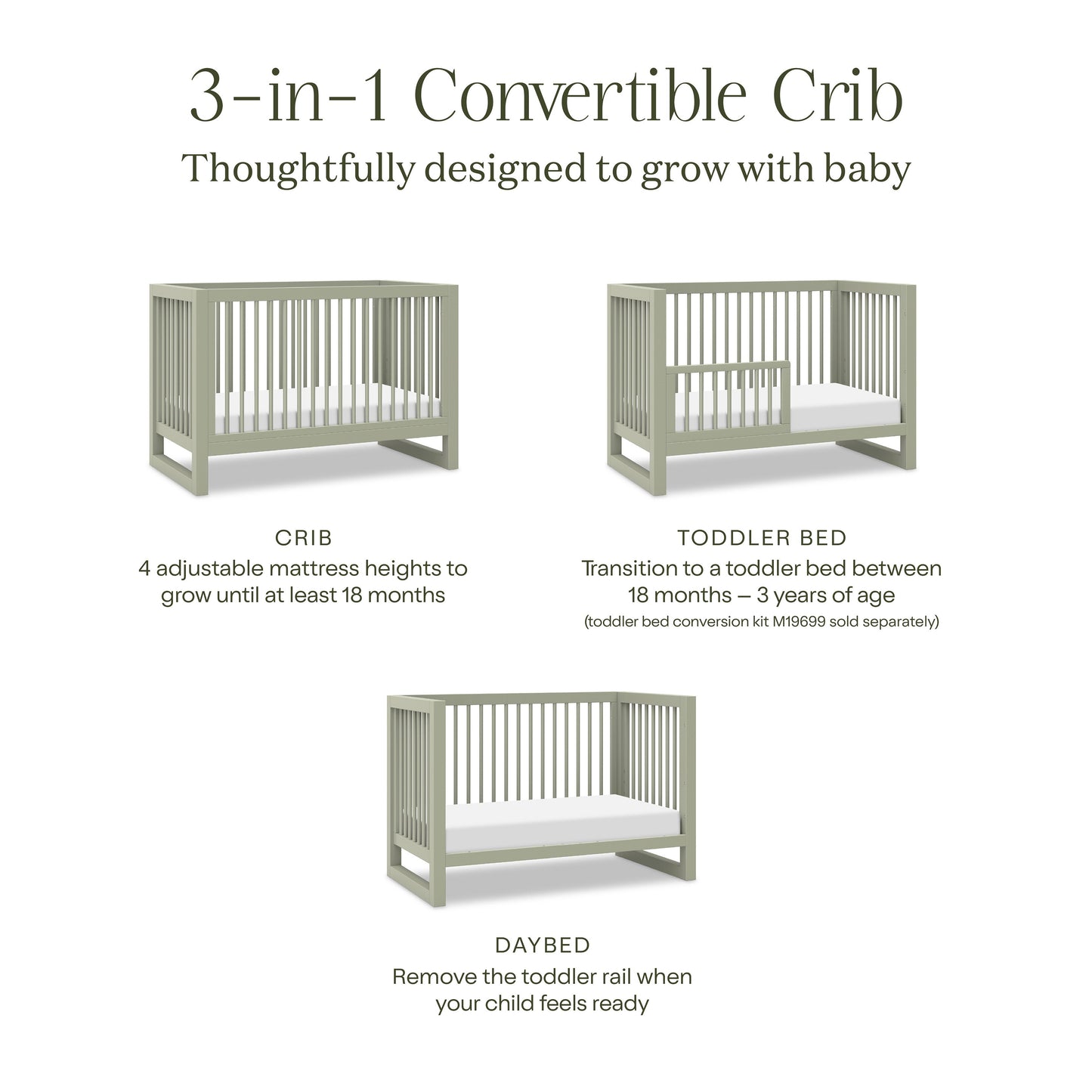 NAMESAKE NANTUCKET 3-IN-1 CONVERTIBLE CRIB WITH TODDLER BED CONVERSION KIT