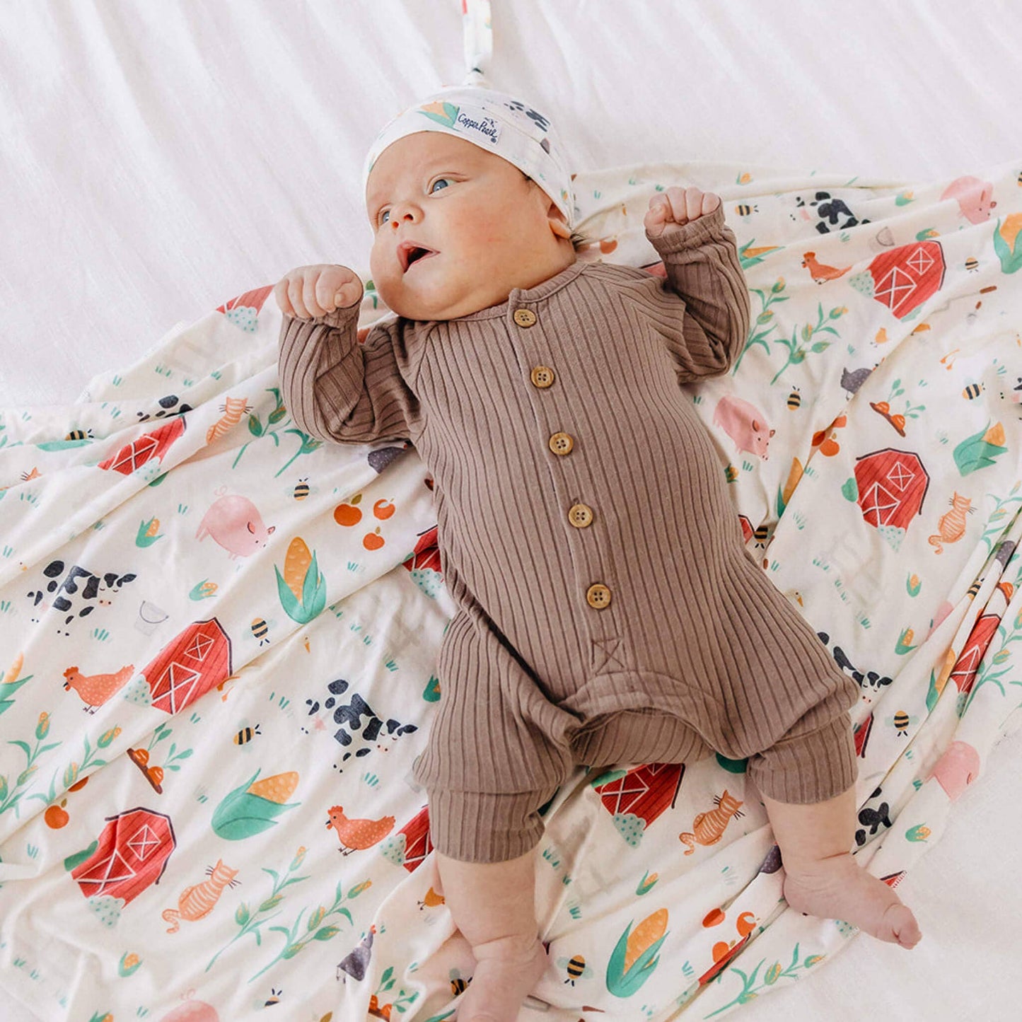 COPPER PEARL KNIT SWADDLE BLANKET - FARMSTEAD