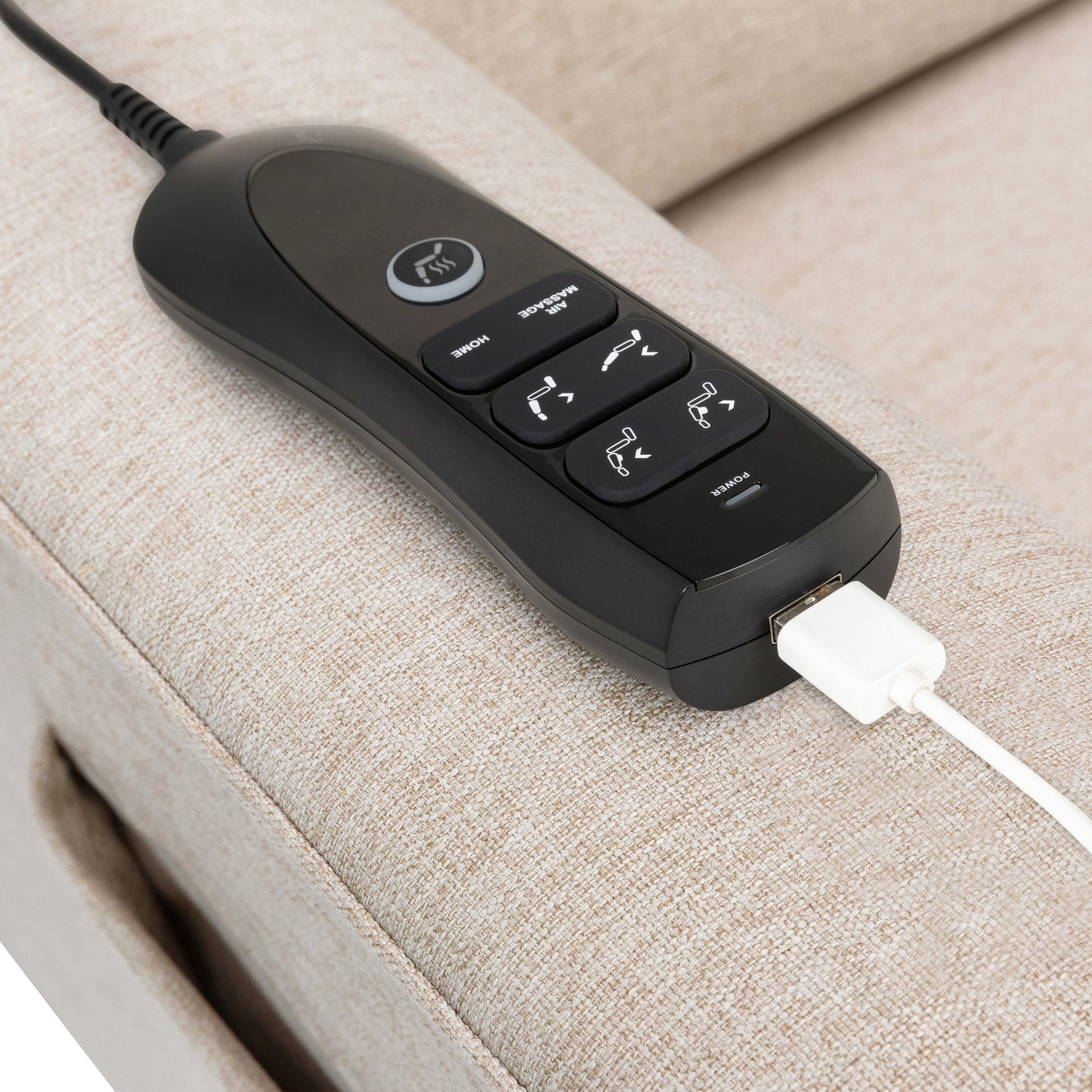 Willa Deluxe Power Glider Recliner w/Heat&Massage in Performance Beach Eco-Weave