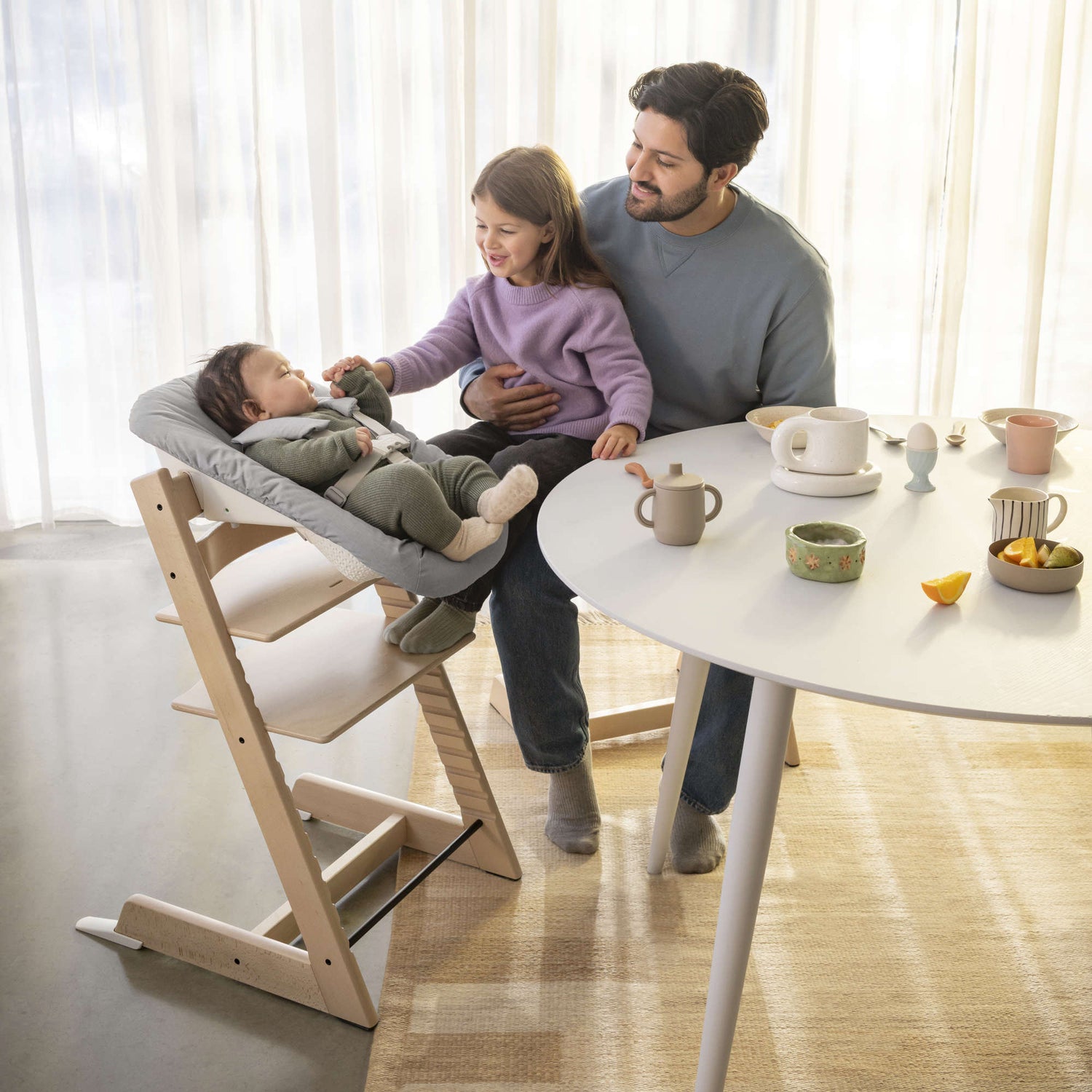 stokke cushion and tray Stokke Tripp Trapp High Chair² with Cushion Tray and Newborn Set, Natural + Anthracite Cushion, White Tray, Newborn Set