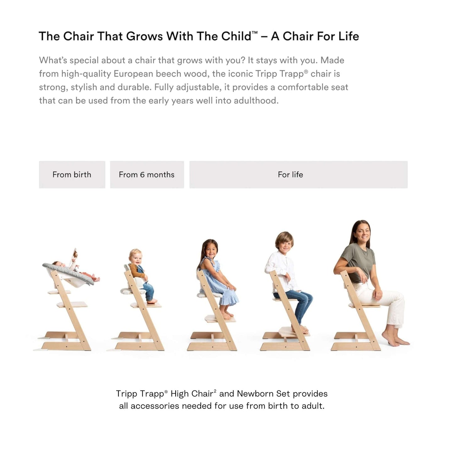 STOKKE TRIPP TRAPP HIGH CHAIR² WITH CUSHION, NEWBORN SET + STOKKE TRAY