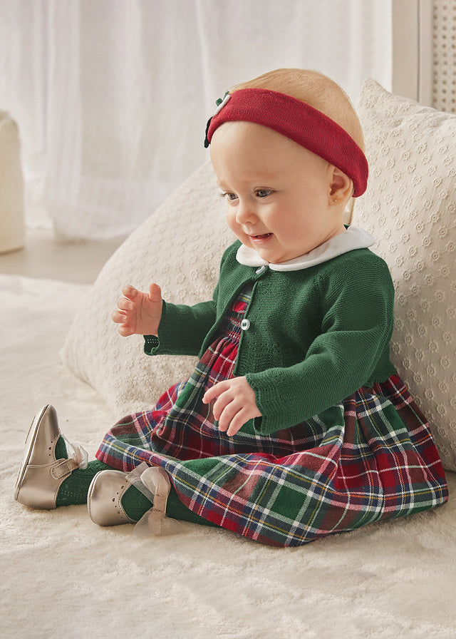 Mayoral-Baby Girls Red & Green Tartan Dress Mayoral-Baby Girls Red & Green Tartan Dress