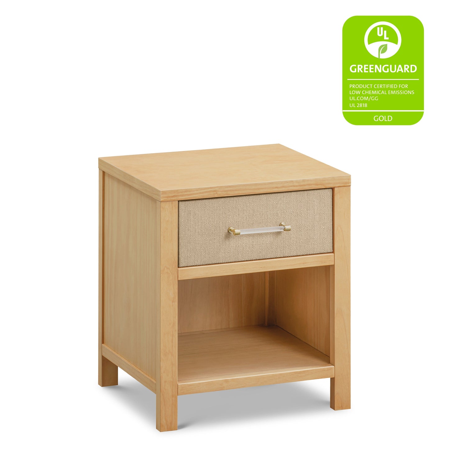 Eloise Nightstand, Assembled in Honey & Performance Sand Eco-Weave
