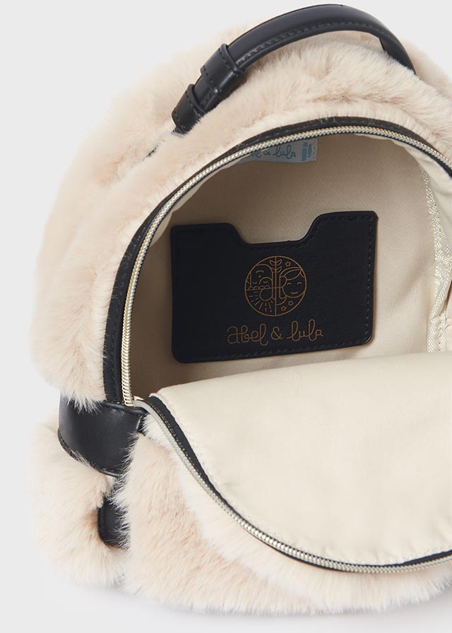 Abel & Lula Faux Fur Backpack Beige Abel & Lula Faux Fur Backpack Beige
