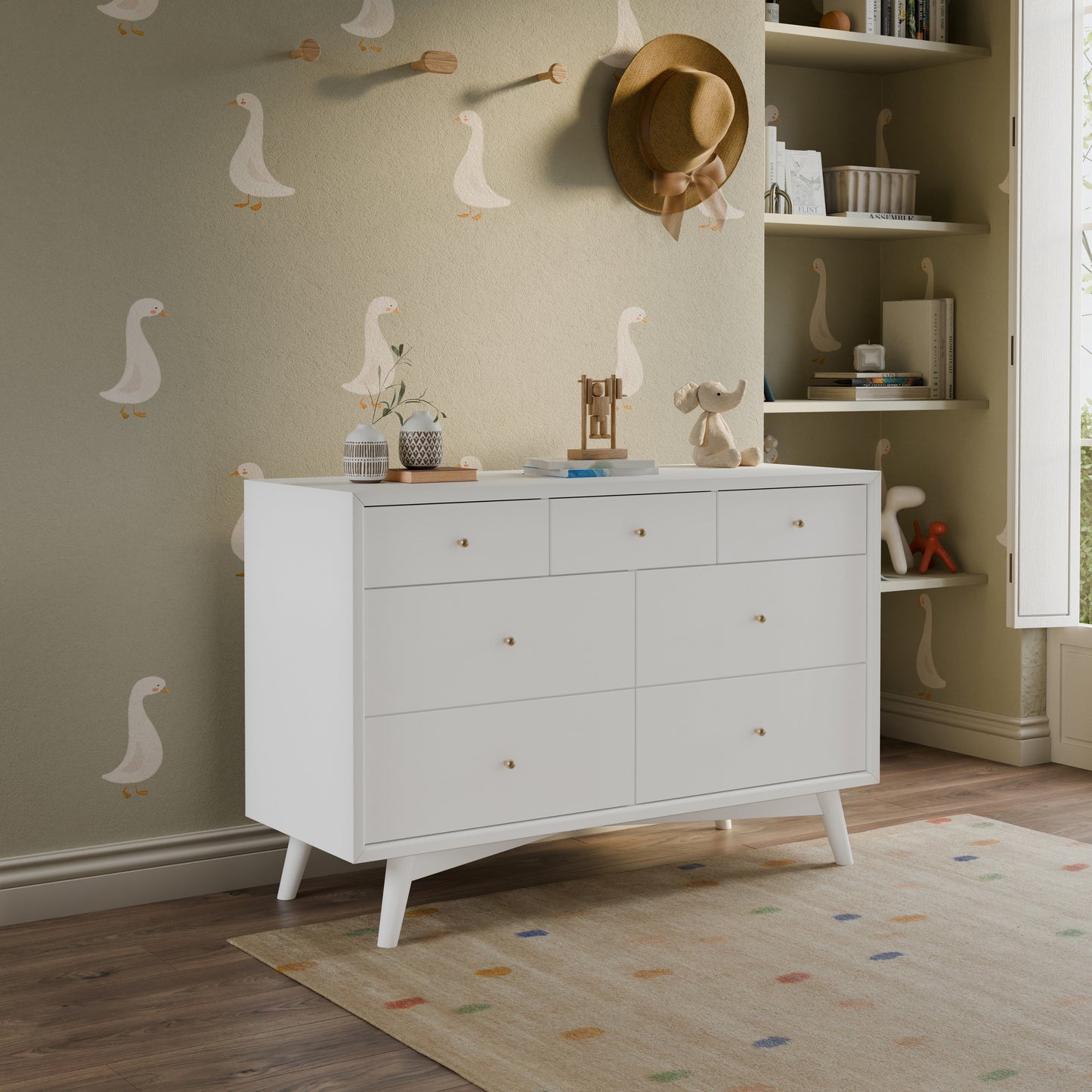 Palma 7-Drawer Double Dresser, Assembled in Warm White