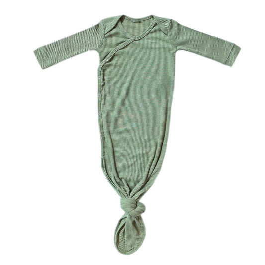 COPPER PEARL RIB KNIT NEWBORN KNOTTED GOWN - CLOVER