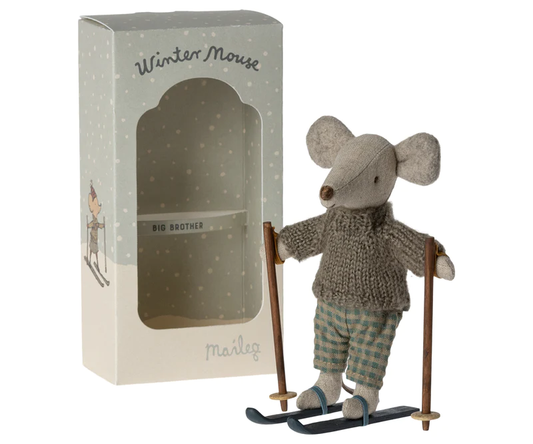 MAILEG WINTER MOUSE WITH SKI SET, BIG BROTHER