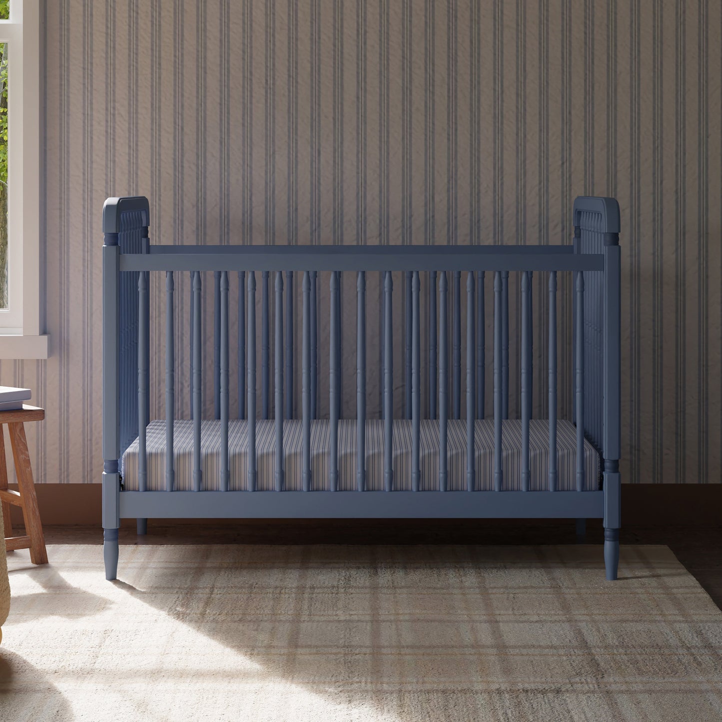 Liberty 3-in-1 Convertible Spindle Crib w/Toddler Bed Conversion Kit in Dusty Rose