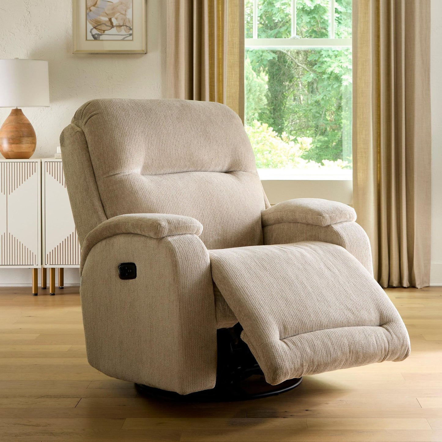 STORYTIME MAVERLY POWER COZZIA SWIVEL GLIDE RECLINER WITH HEAT & MASSAGE