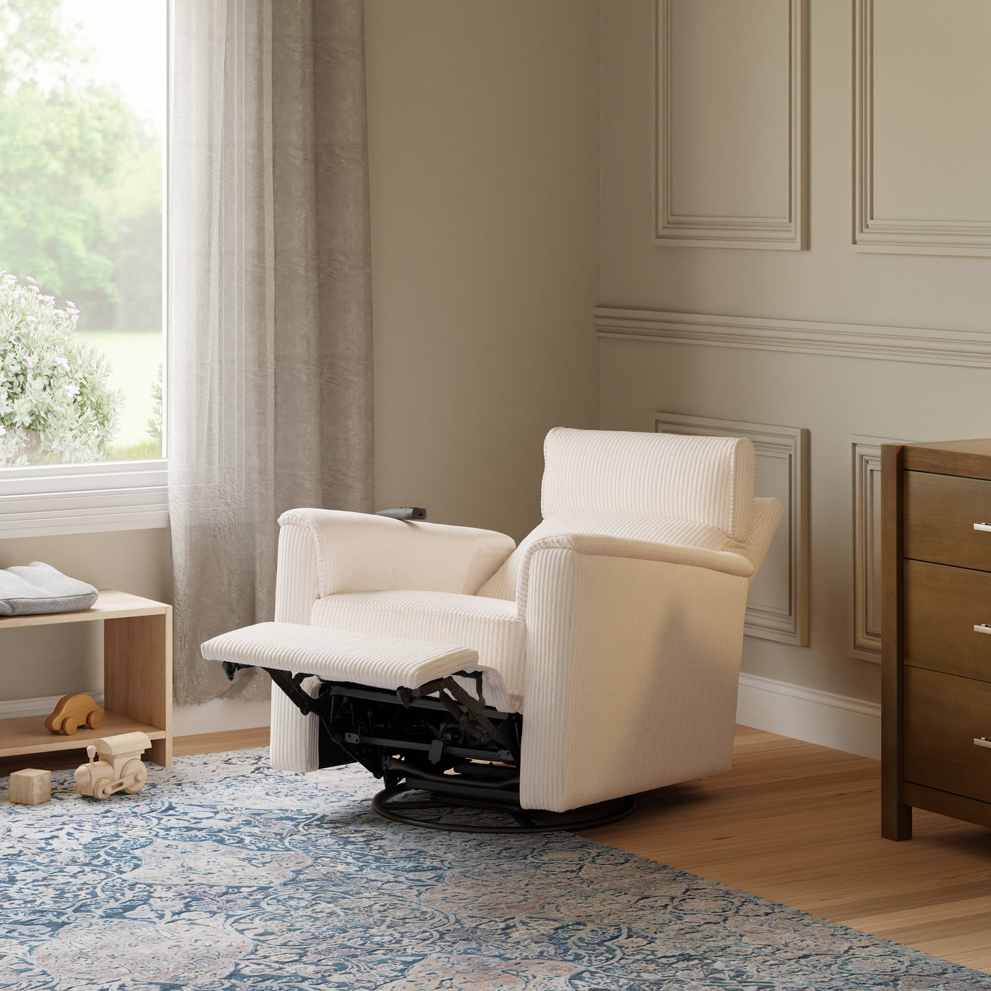 MONOGRAM BY NAMESAKE WILLA DELUXE POWER RECLINER AND SWIVEL GLIDER WITH HEAT + MASSAGE | IVORY CORDUROY | EXCLUSIVE! IVORY CORDUROY