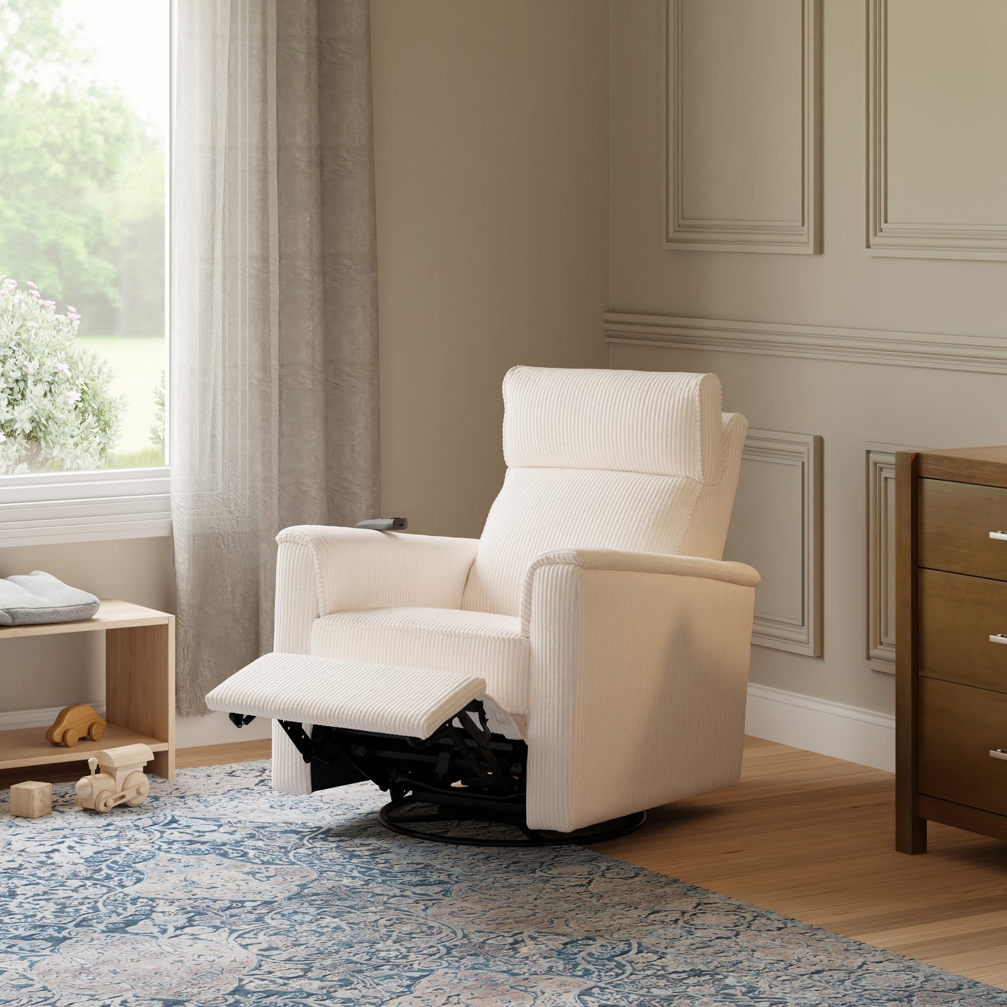 MONOGRAM BY NAMESAKE WILLA DELUXE POWER RECLINER AND SWIVEL GLIDER WITH HEAT + MASSAGE | IVORY CORDUROY | EXCLUSIVE! IVORY CORDUROY