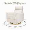 Willa Power Glider Recliner w/ adj. headrest & USB in Performance Grey Eco-Weave w/Light Wood Base