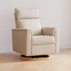 Willa Power Glider Recliner w/ adj. headrest & USB in Performance Grey Eco-Weave w/Light Wood Base