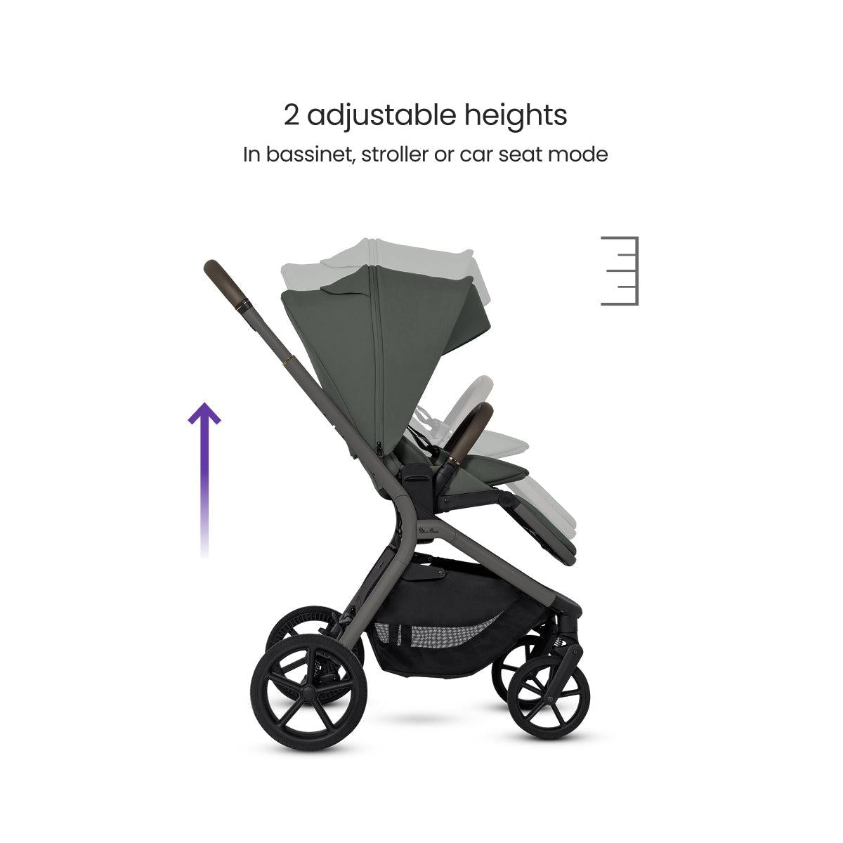 SILVER CROSS BREEZ COMPACT STROLLER + FOLDING BASSINET BUNDLE