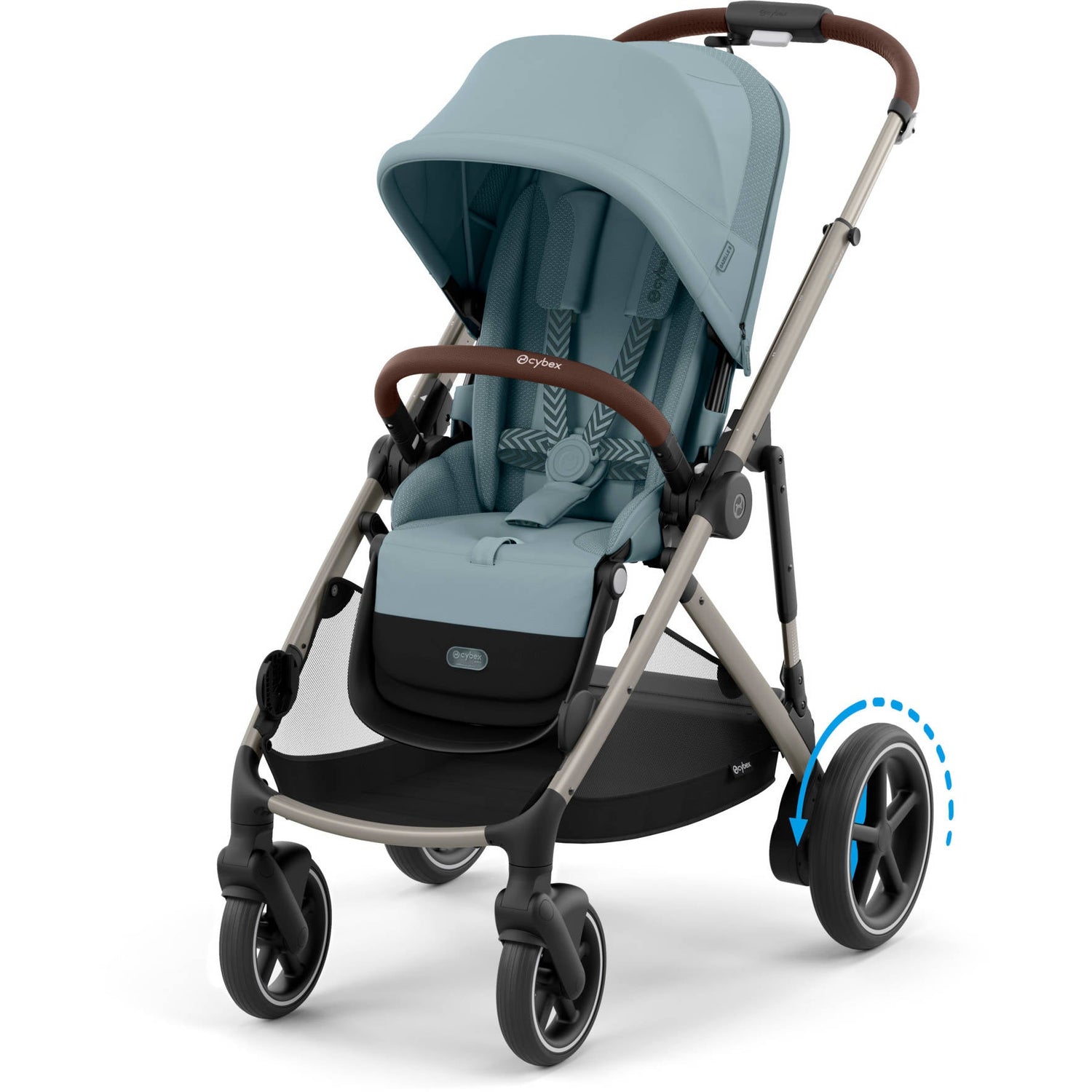 cybex sqrl Cybex e-Gazelle S Electronic Assist Stroller, Silver Frame/Ocean Blue