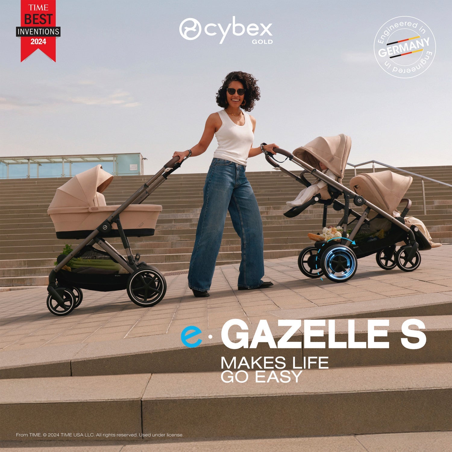 cybex gazelle s used Cybex e-Gazelle S Electronic Assist Stroller, Silver Frame/Ocean Blue